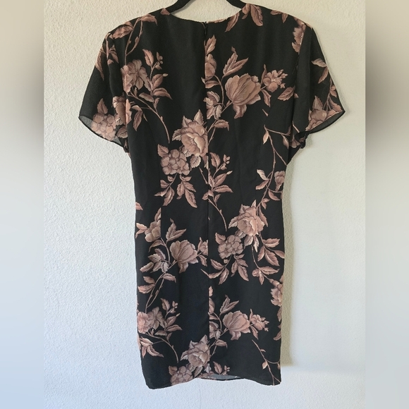 Talbots Floral Faux Wrap Dress Women Sz 14 Padded Short Coastal Fairycore - Picture 12 of 13